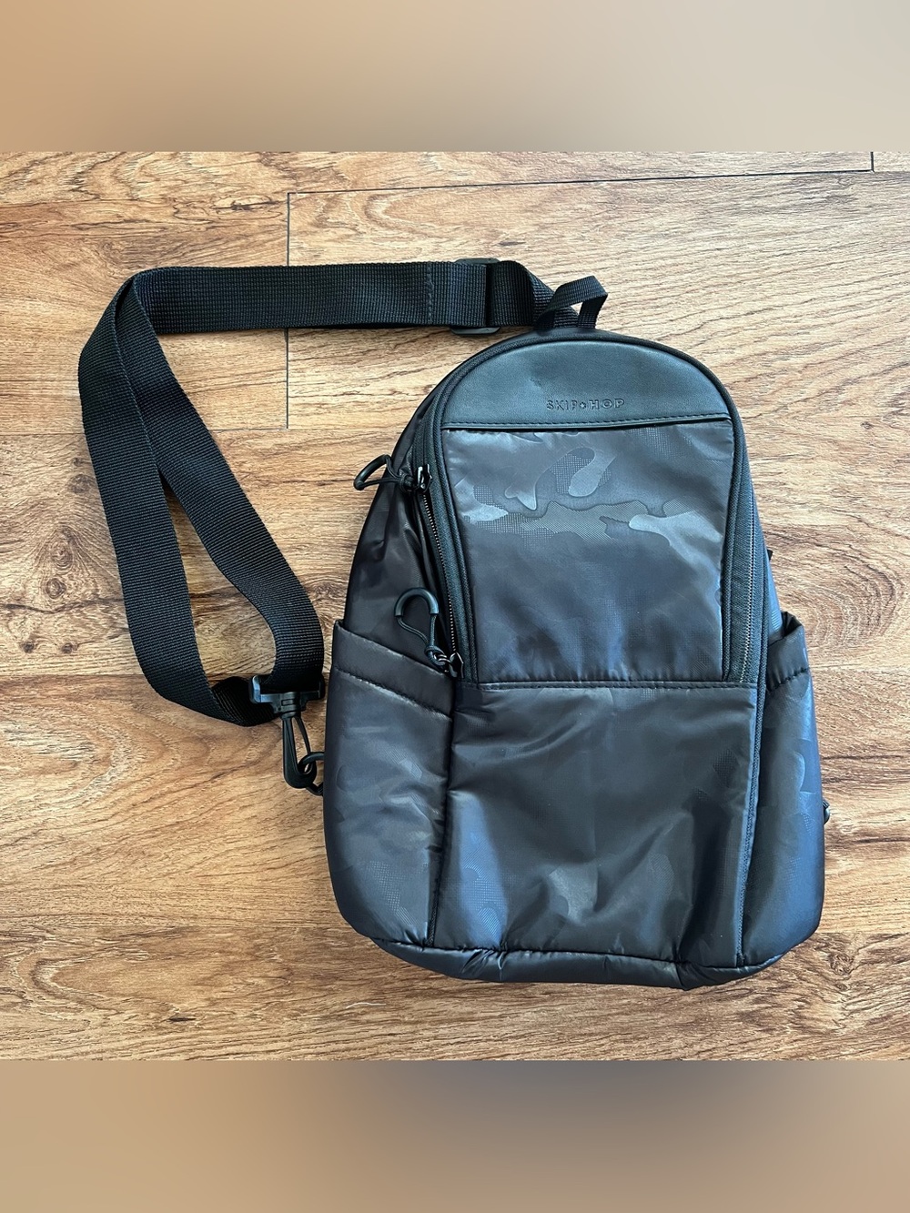 Skip Hop Diaper Bag Backpack Easy-Access Crossbody Sling, Paxwell, Black Camo